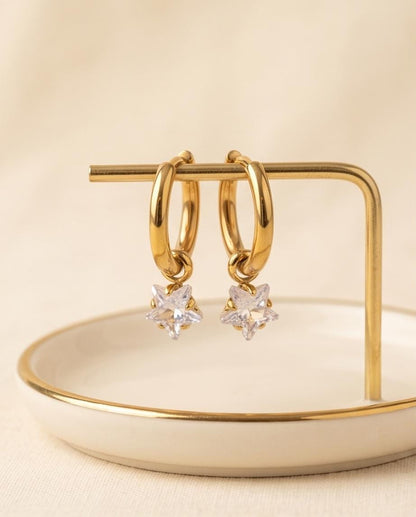 Crystal Star Huggie Hoops