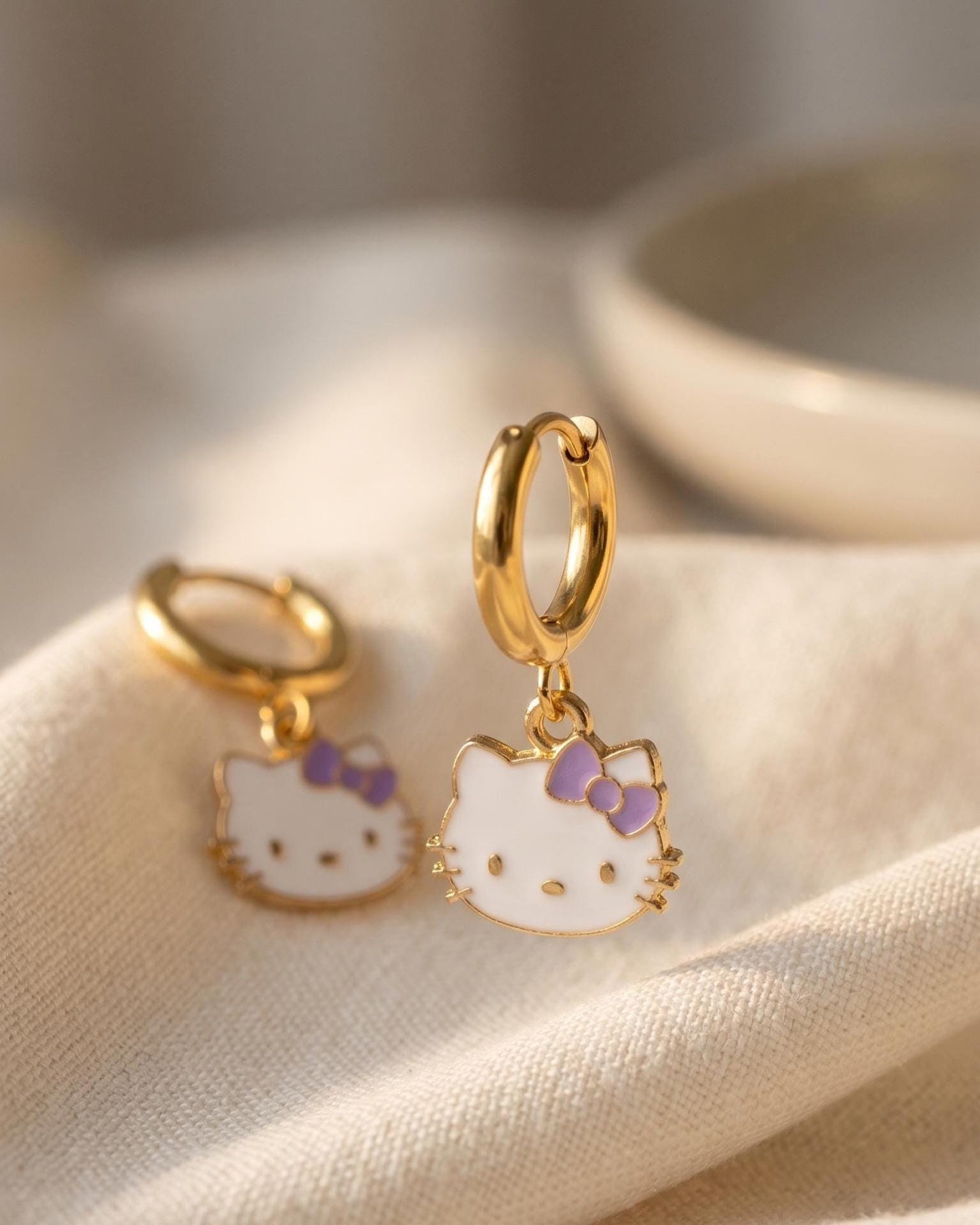 Hello Kitty Gold Huggie Earrings