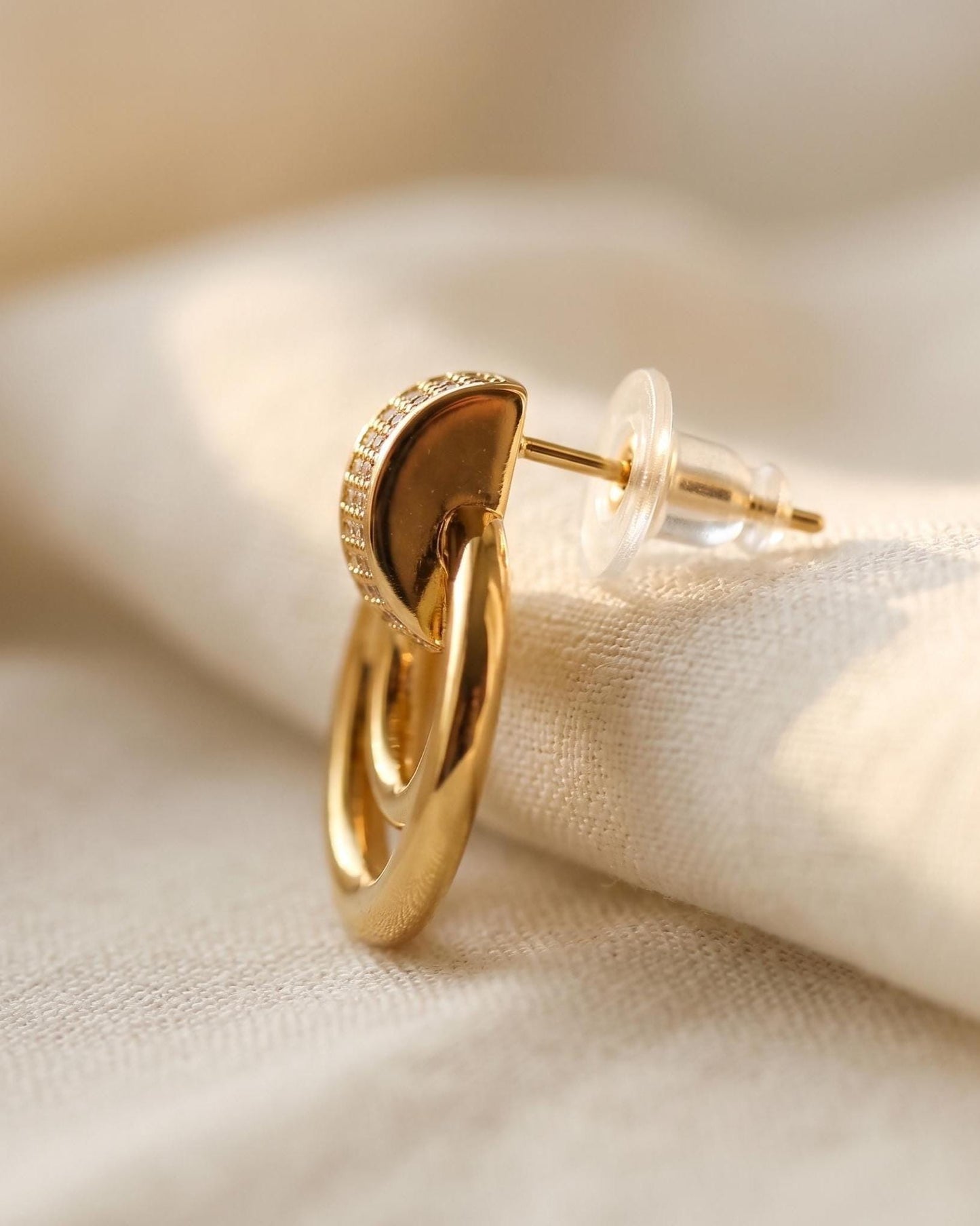 Pavé Double Circle Drop Earrings