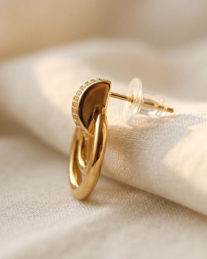 Pavé Double Circle Drop Earrings