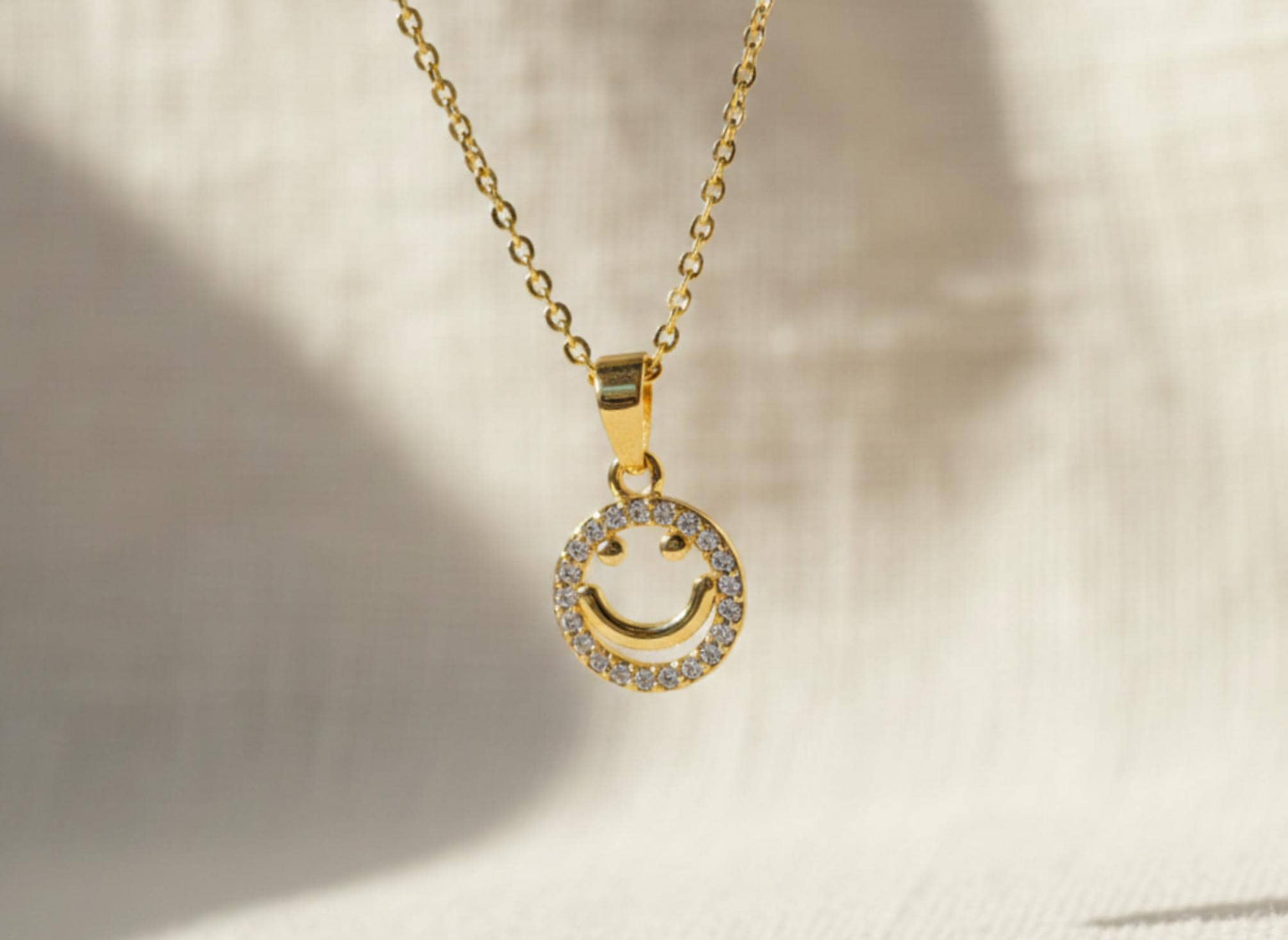 Crystal Smiley Face Pendant Necklace