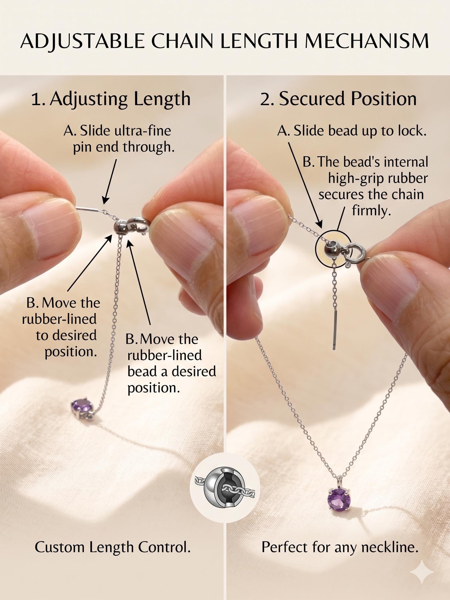 Amethyst Teardrop Floating Necklace