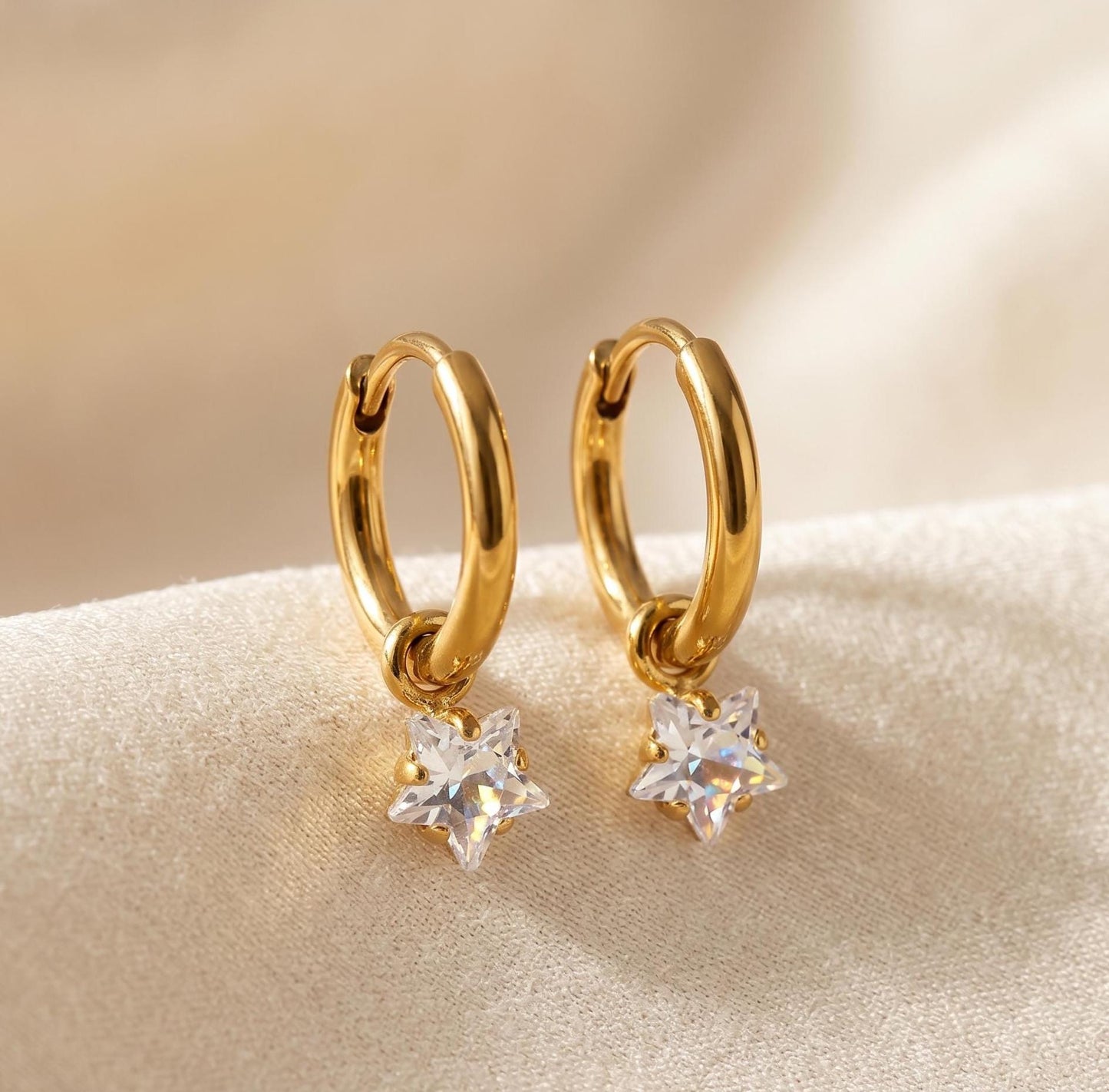 Crystal Star Huggie Hoops