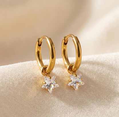 Crystal Star Huggie Hoops