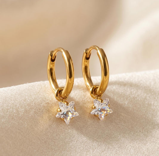 Crystal Star Huggie Hoops
