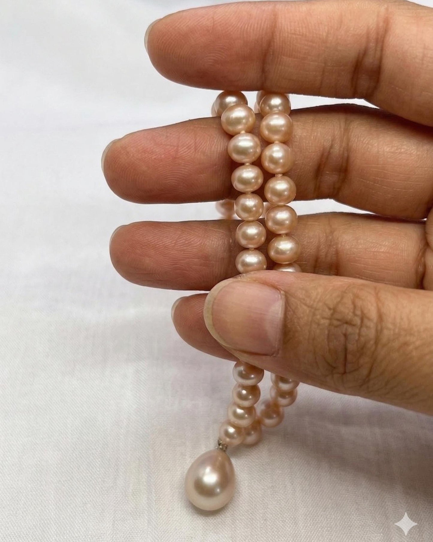 Pink Freshwater Pearl Lariat Necklace – Y-Necklace with Sterling Silver O-Ring