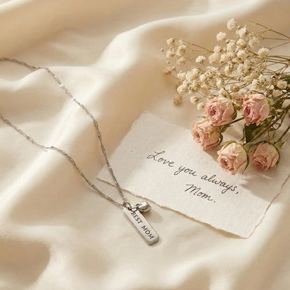 Engraved Mom Heart Necklace
