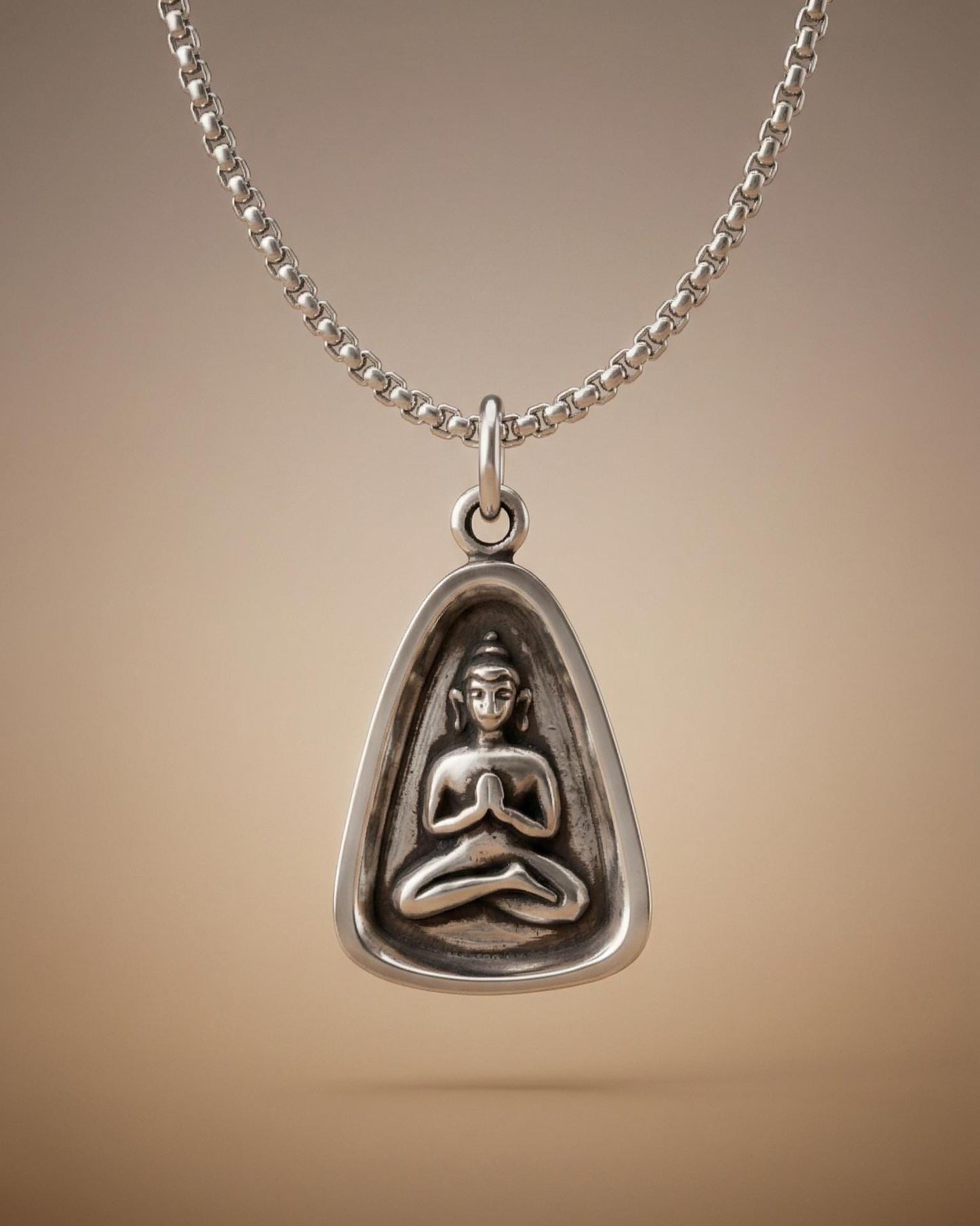 Silver Buddha Pendant Necklace