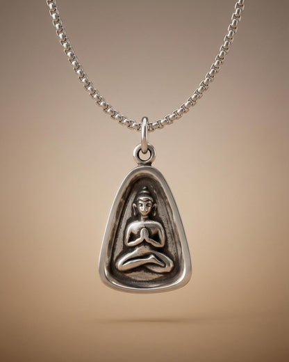 Silver Buddha Pendant Necklace