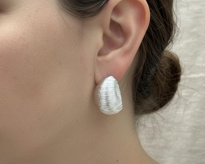 Textured Silver Sculptural Studs