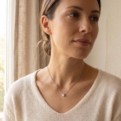 Amethyst Teardrop Floating Necklace