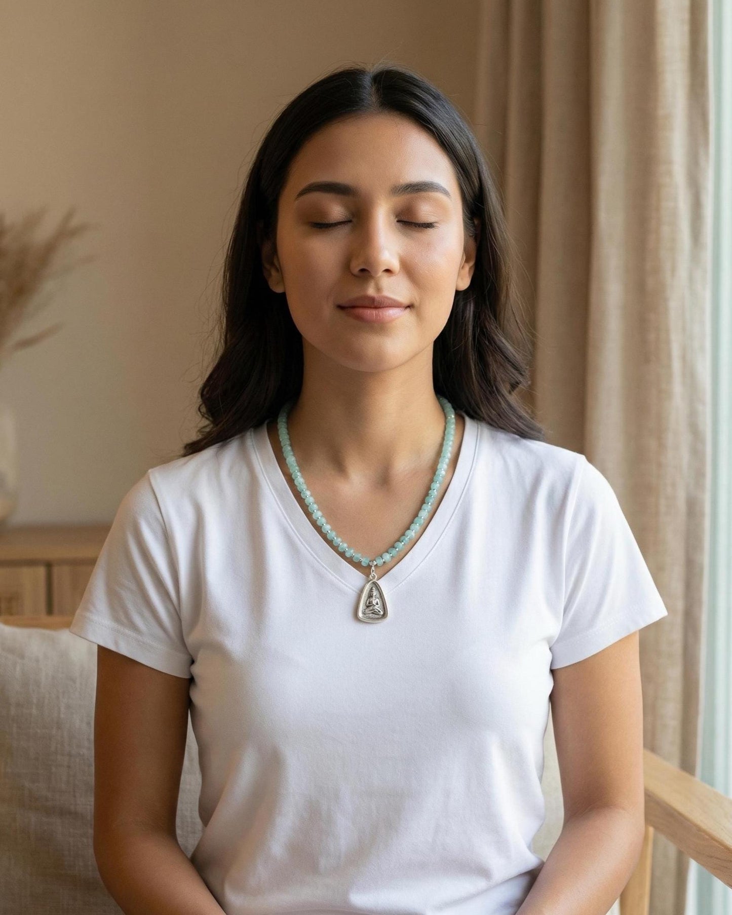 Aquamarine Meditation Necklace