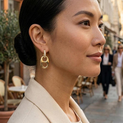 Pavé Crystal Oval Drop Earrings
