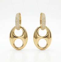 Pavé Crystal Oval Drop Earrings