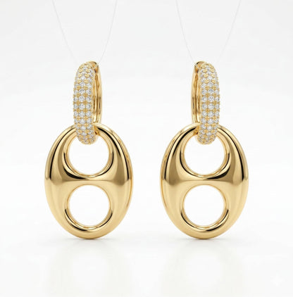 Pavé Crystal Oval Drop Earrings