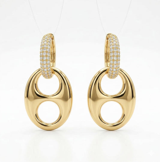 Pavé Crystal Oval Drop Earrings