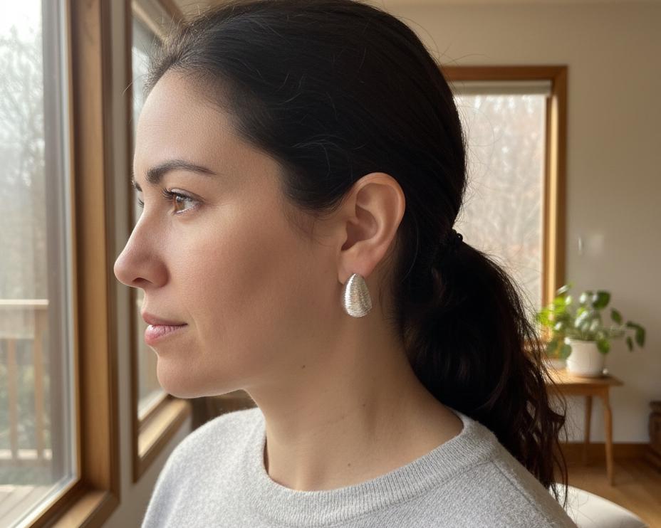 Textured Silver Sculptural Studs