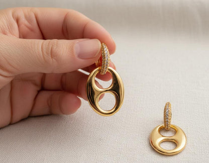 Pavé Crystal Oval Drop Earrings