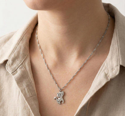 Pewter Cat Pendant Necklace