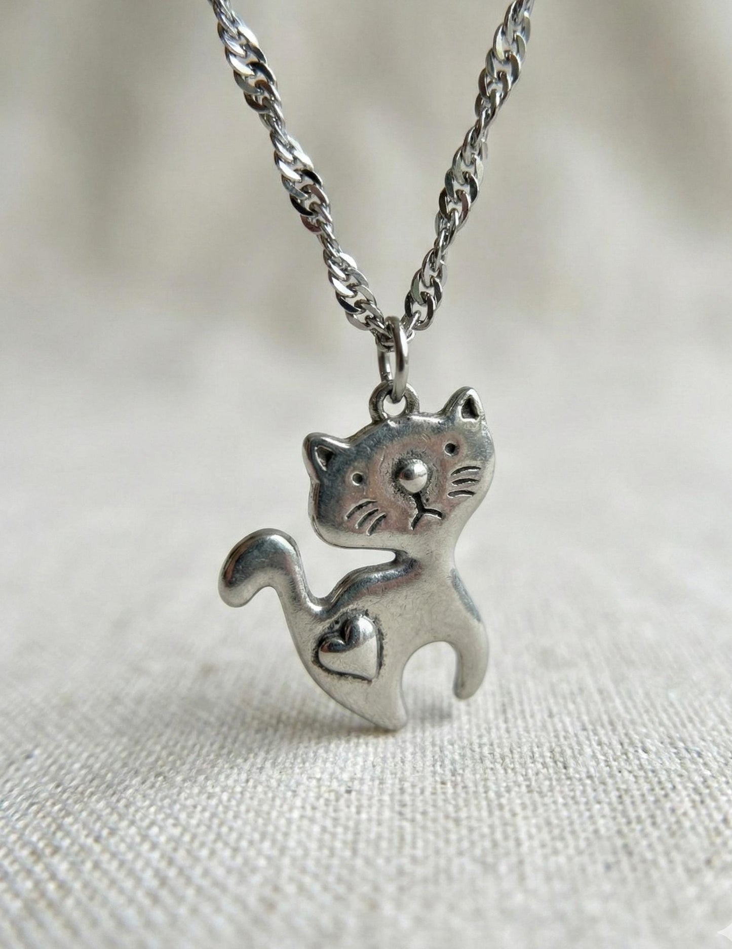 Pewter Cat Pendant Necklace