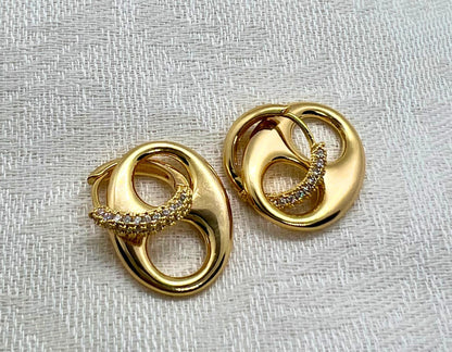 Pavé Crystal Oval Drop Earrings