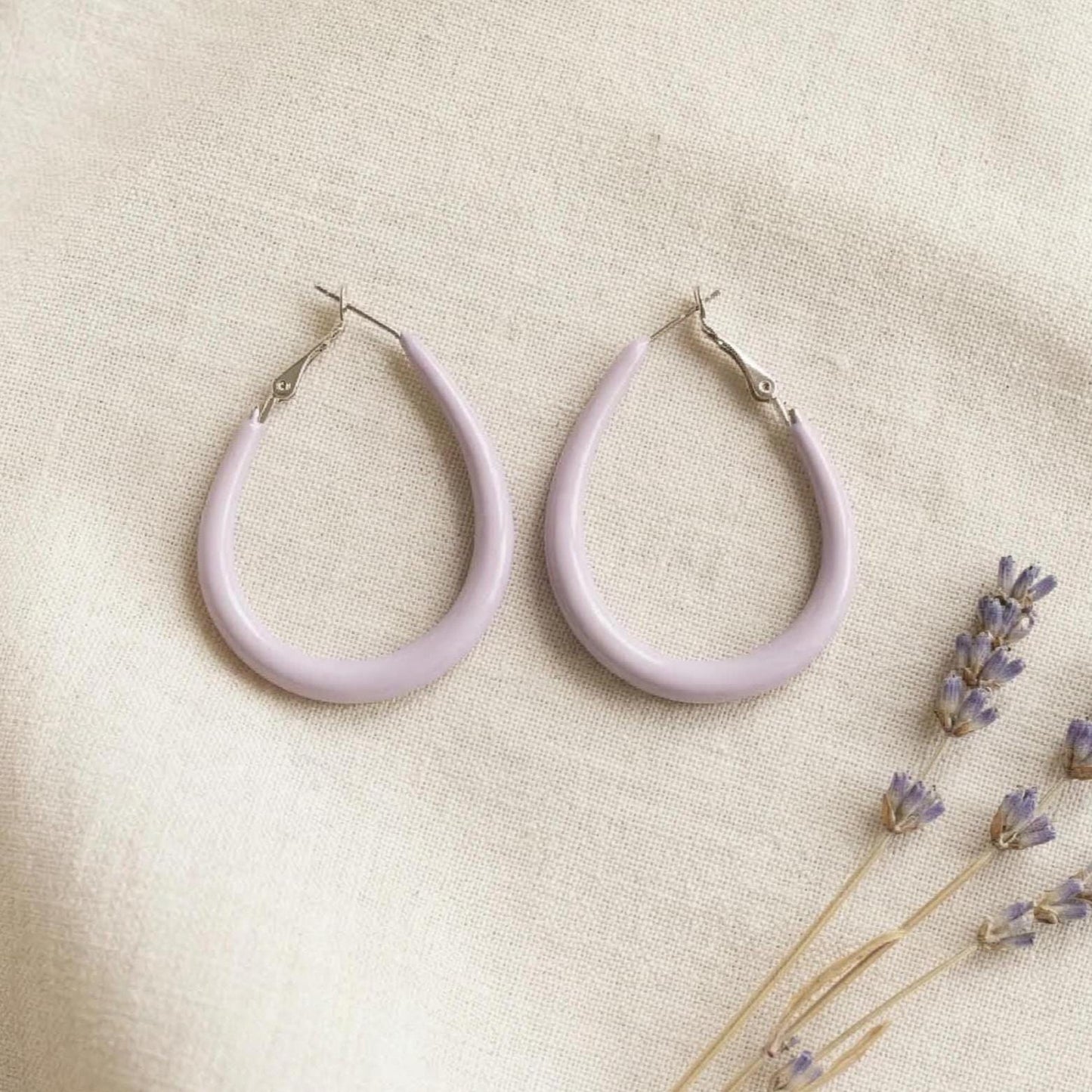 Lilac Teardrop Hoop Earrings
