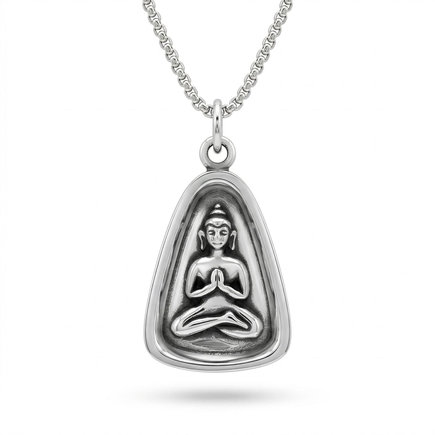 Silver Buddha Pendant Necklace