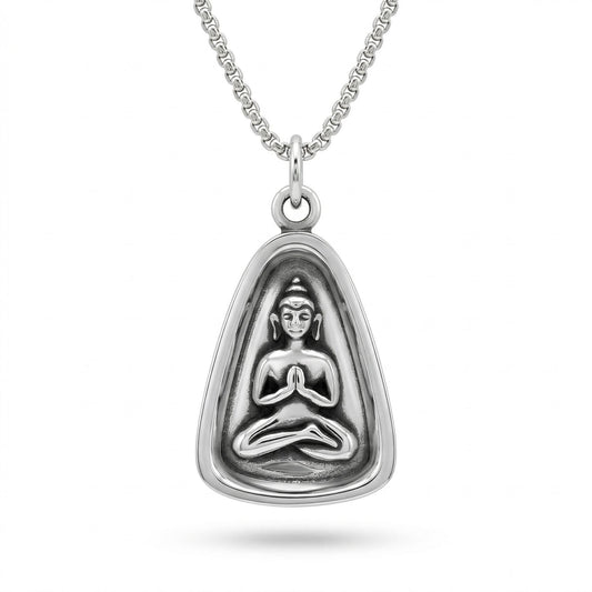 Silver Buddha Pendant Necklace