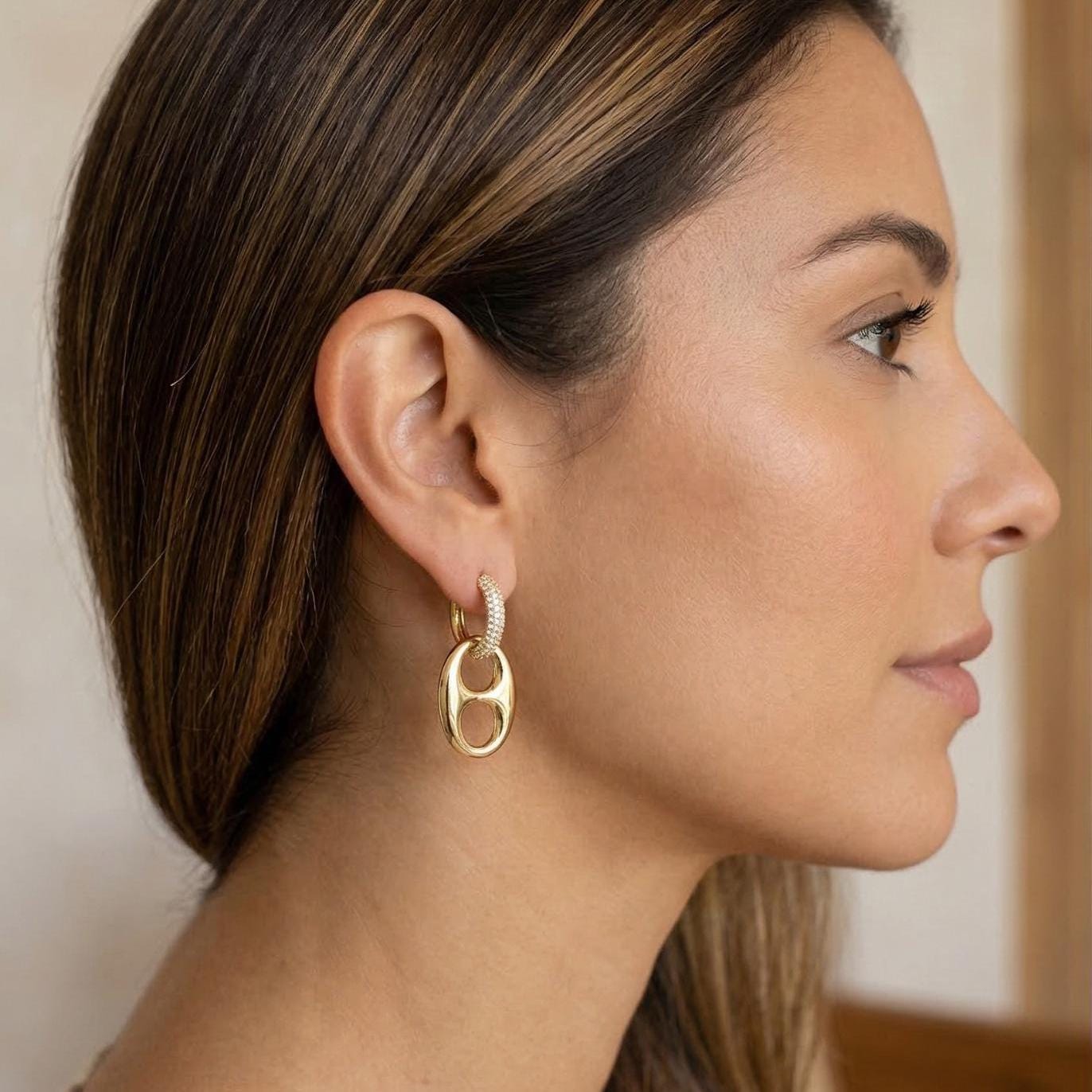 Pavé Crystal Oval Drop Earrings