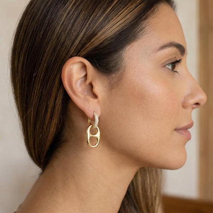 Pavé Crystal Oval Drop Earrings