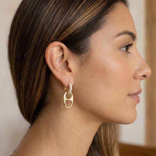 Pavé Crystal Oval Drop Earrings