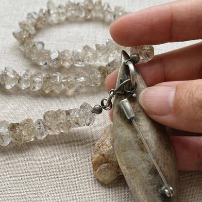 Herkimer Diamond & Druzy Leaf Necklace