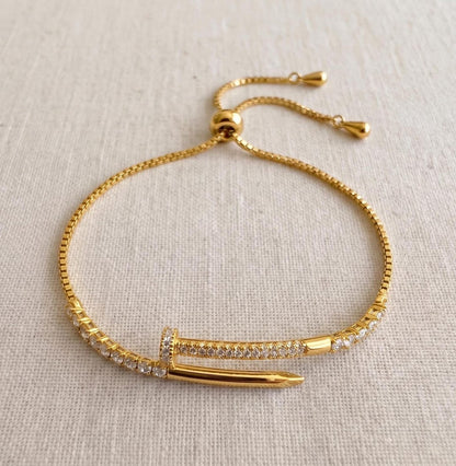 Crystal Pavé Nail Cuff Adjustable Bracelet
