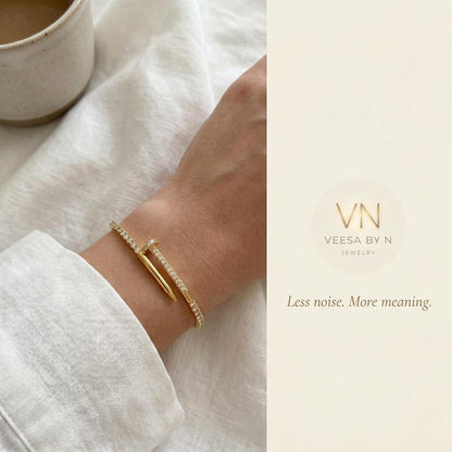 Crystal Pavé Nail Cuff Adjustable Bracelet