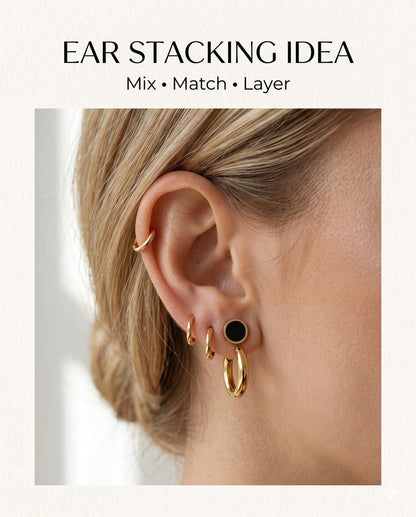 Mother of pearl earring set flat lay