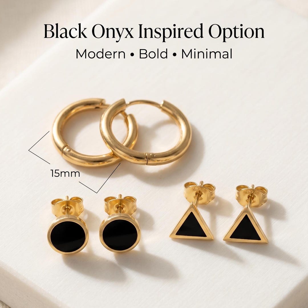 Gold hoop and stud earring set lifestyle photo