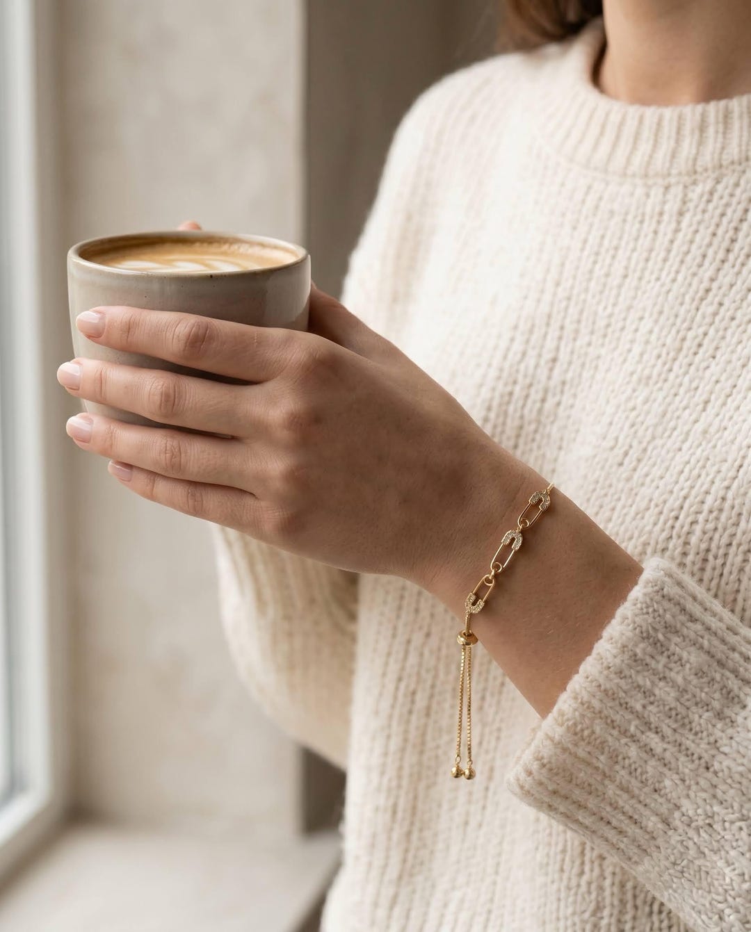 Crystal Safety Pin Bracelet layered styling