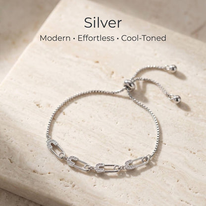 Crystal Safety Pin Bracelet silver wrist worn