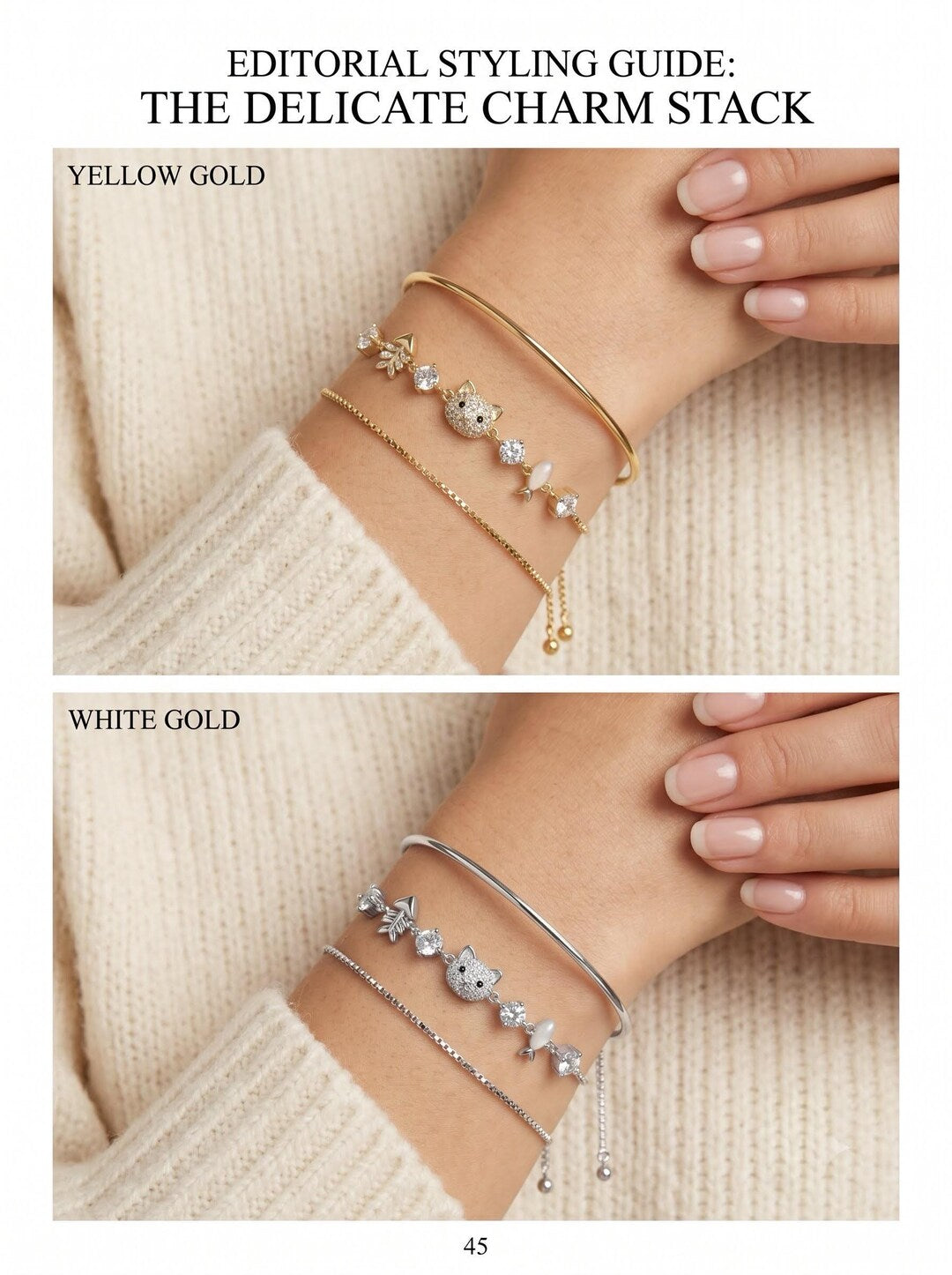 Kawaii kitty bracelet on wrist styled shot