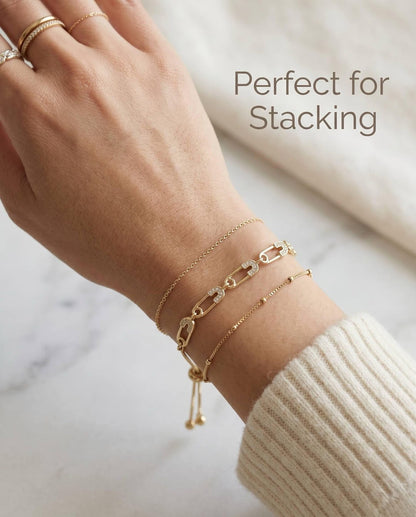 Crystal Safety Pin Bracelet worn on wrist