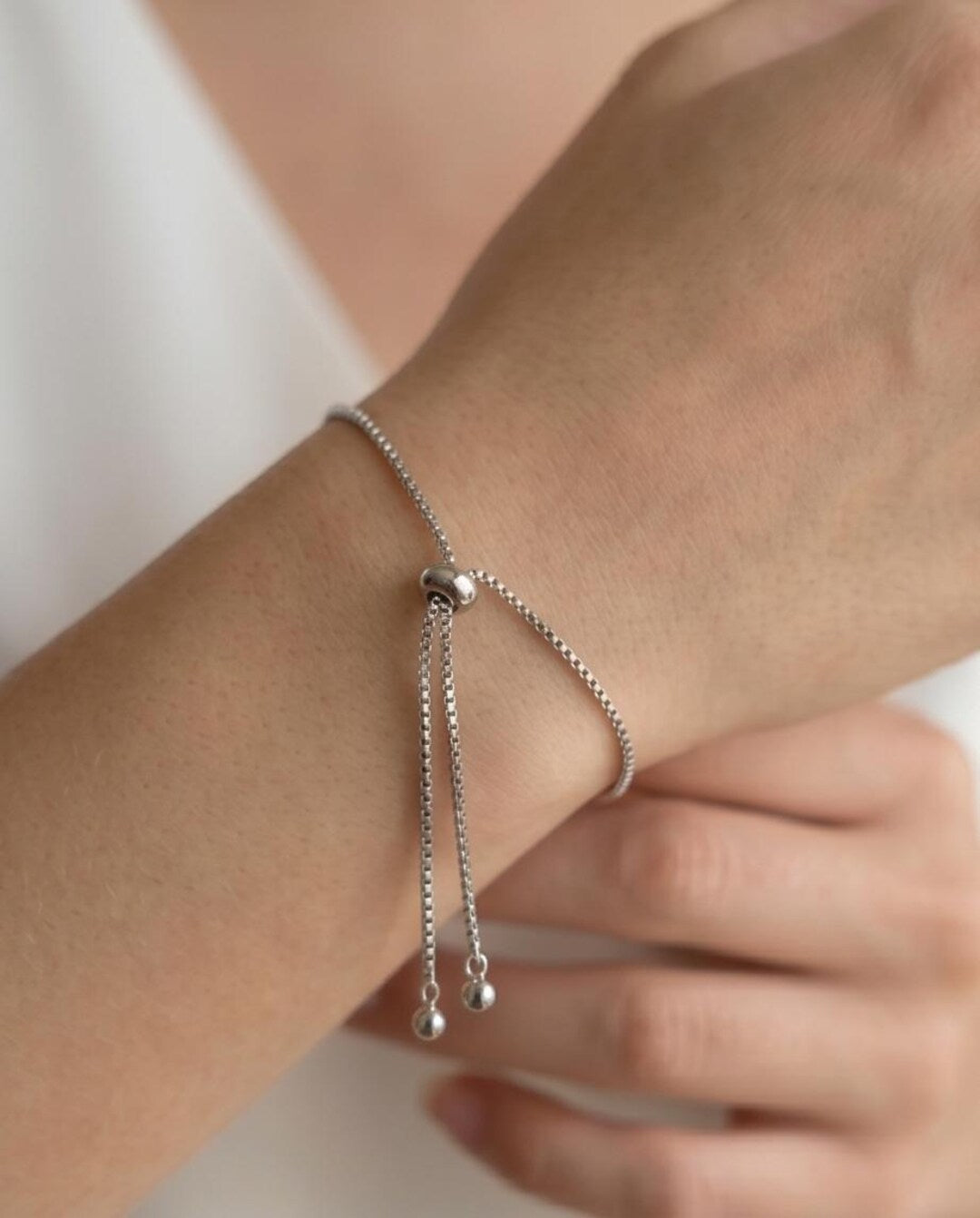 Crystal Safety Pin Bracelet silver adjustable slider clasp