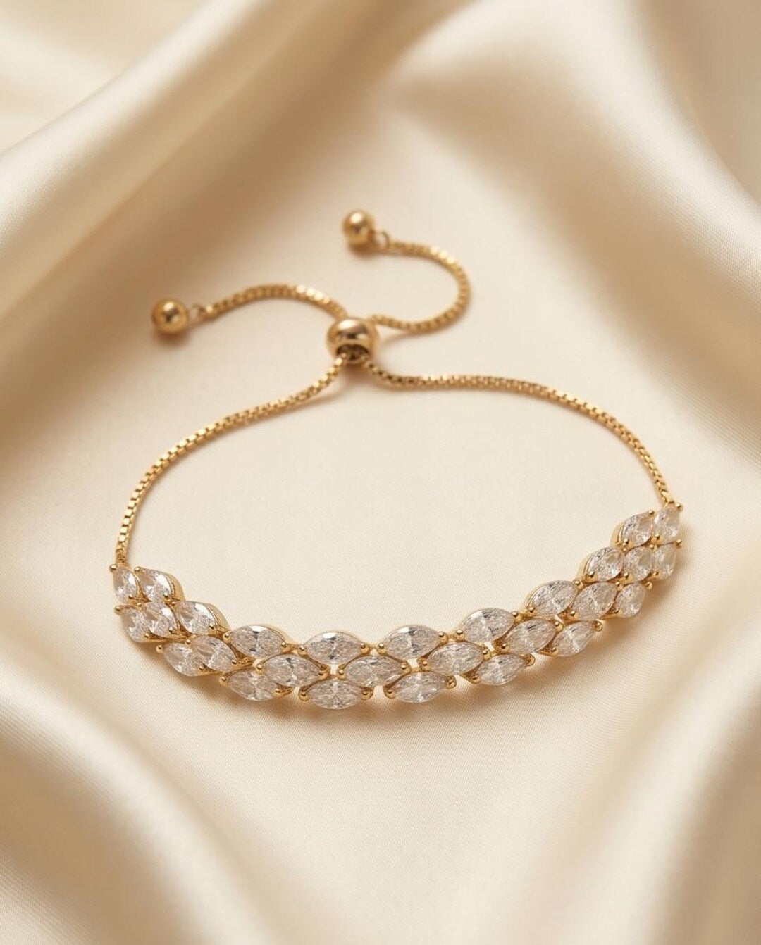 Marquise crystal bracelet bridal wrist shot