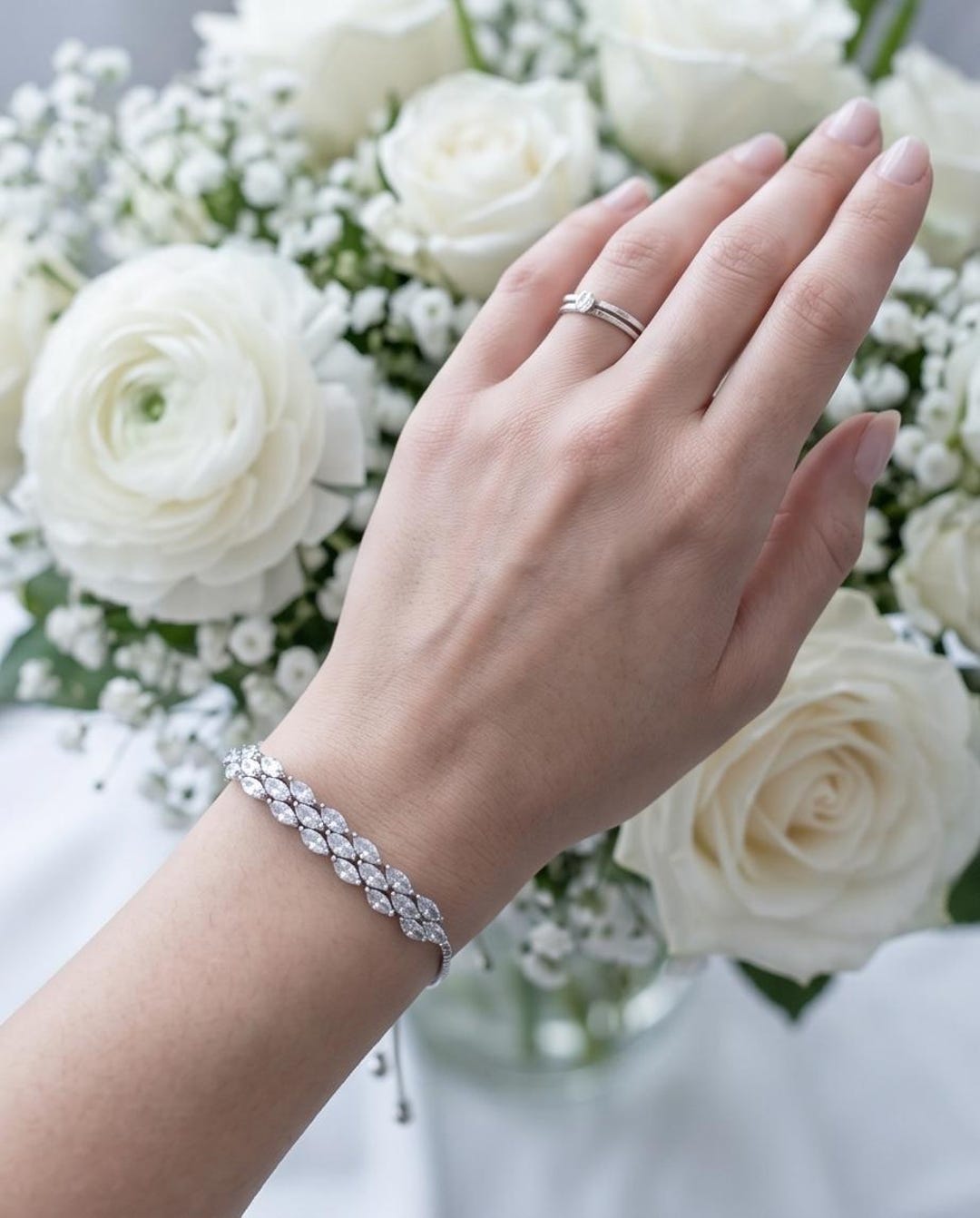 Marquise crystal bracelet adjustable fit wrist