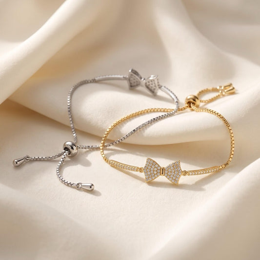 Crystal Bow Adjustable Bracelet - main view