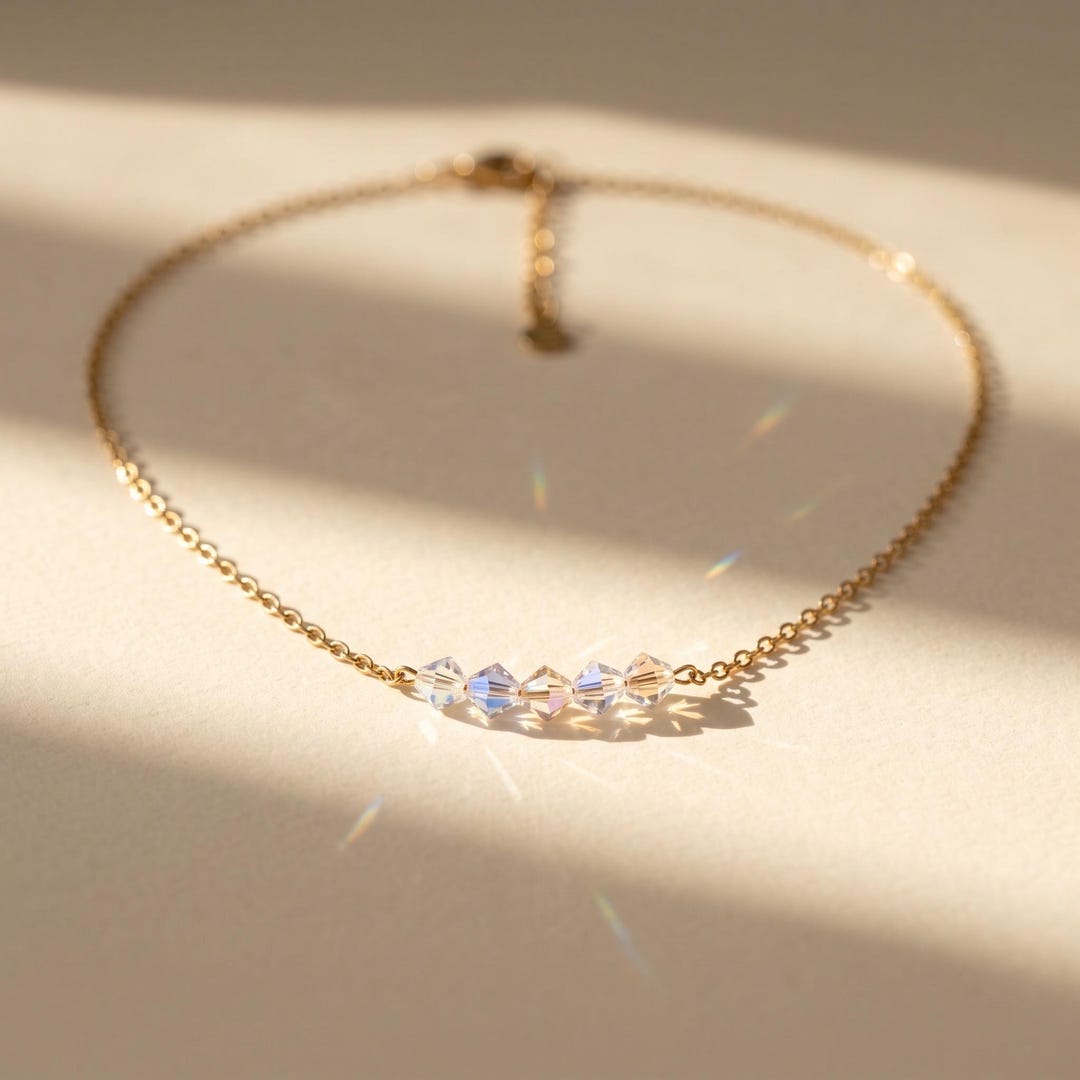 Swarovski AB Crystal Necklace on 18K Gold-Plated Stainless Steel
