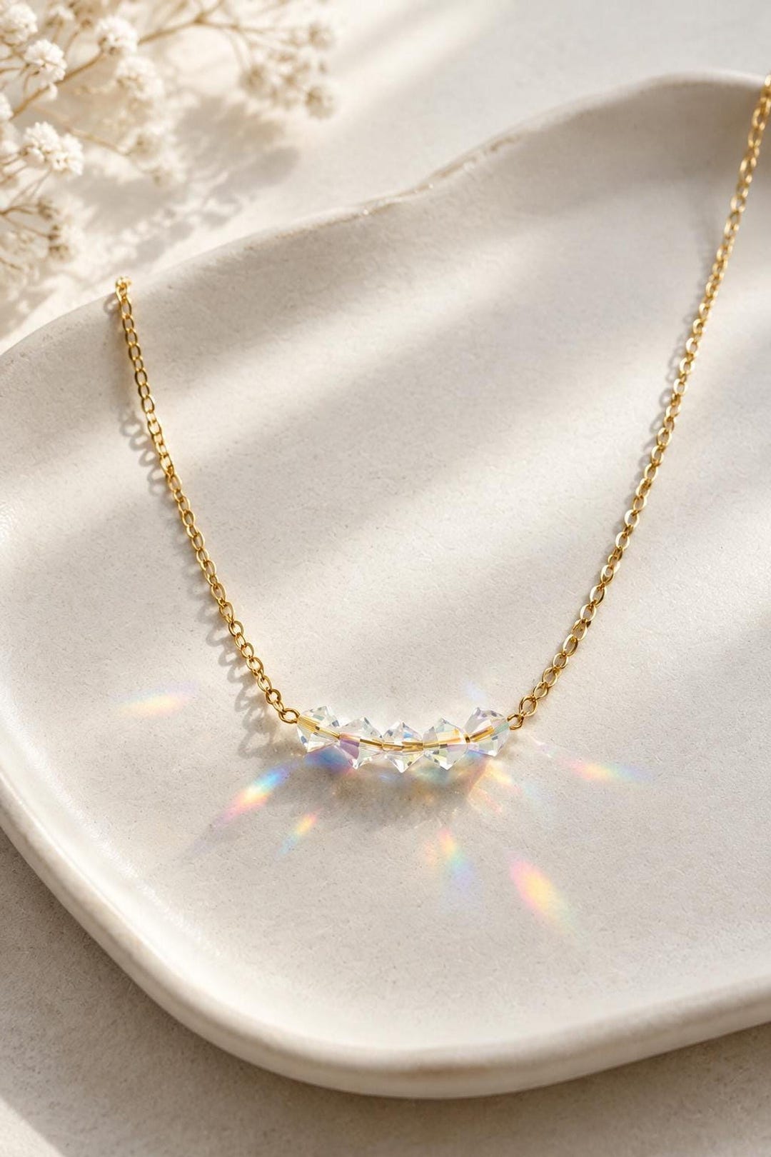 Swarovski AB Crystal Necklace on 18K Gold-Plated Stainless Steel