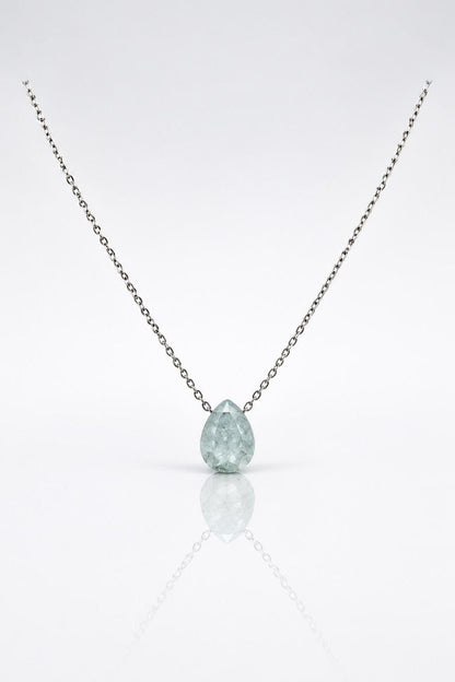 Aquamarine Teardrop Necklace on Sterling Silver Chain