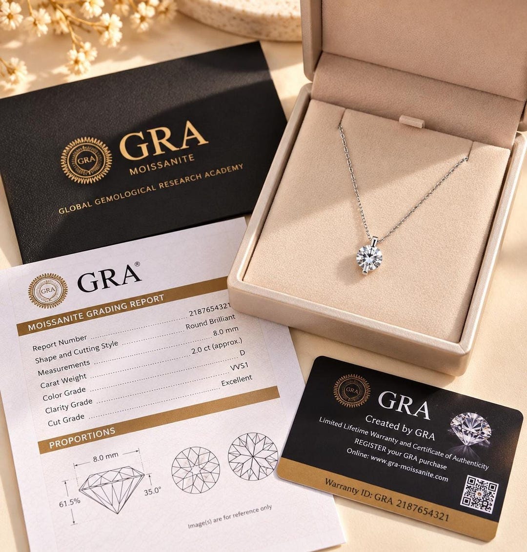 2ct Moissanite Floating Solitaire Pendant Necklace