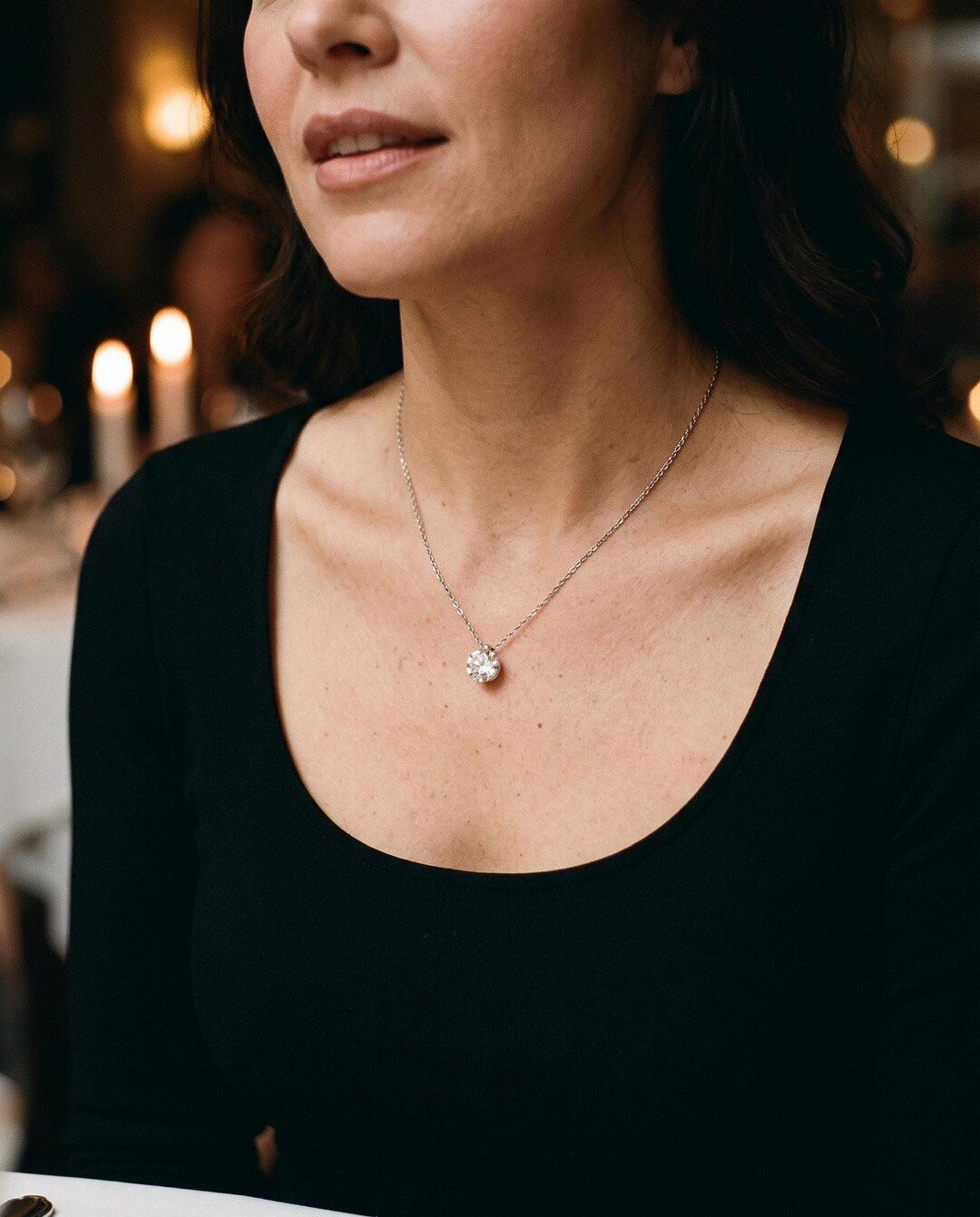2ct Moissanite Floating Solitaire Pendant Necklace