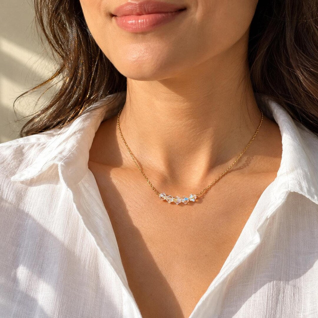 Swarovski AB Crystal Necklace on 18K Gold-Plated Stainless Steel